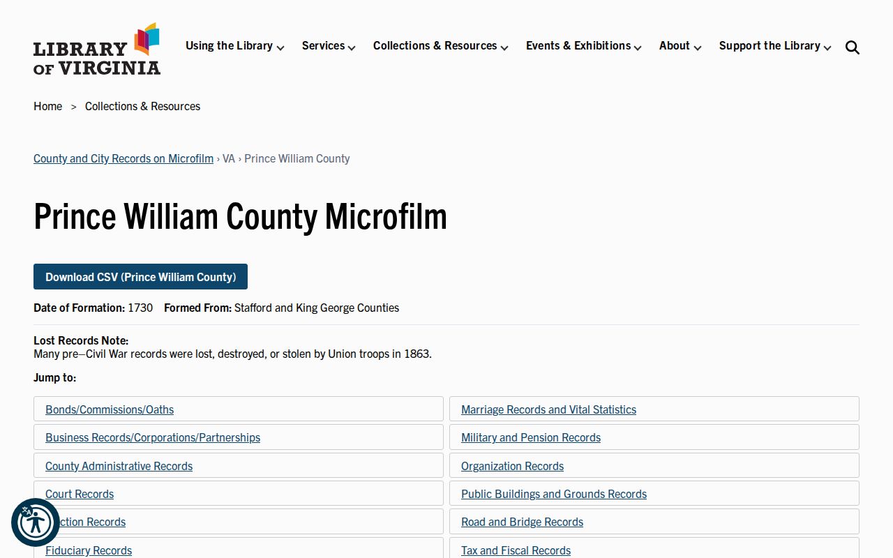 Prince William County city directory historical research through Library of Virginia microfilm