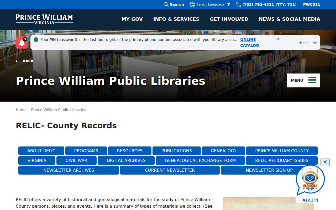 Prince William County city directory research routes in county records holdings