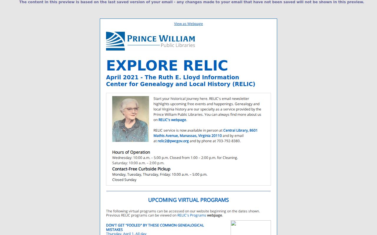 Prince William County city directory collection article from RELIC