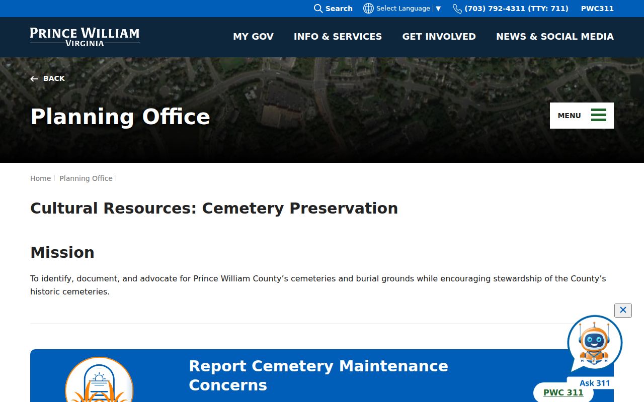 Prince William County neighbors cemetery preservation information